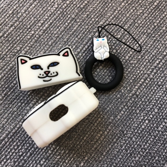 AirPods Case Cover RipNDip Lord Nermal White Cat - Picture 2 of 3